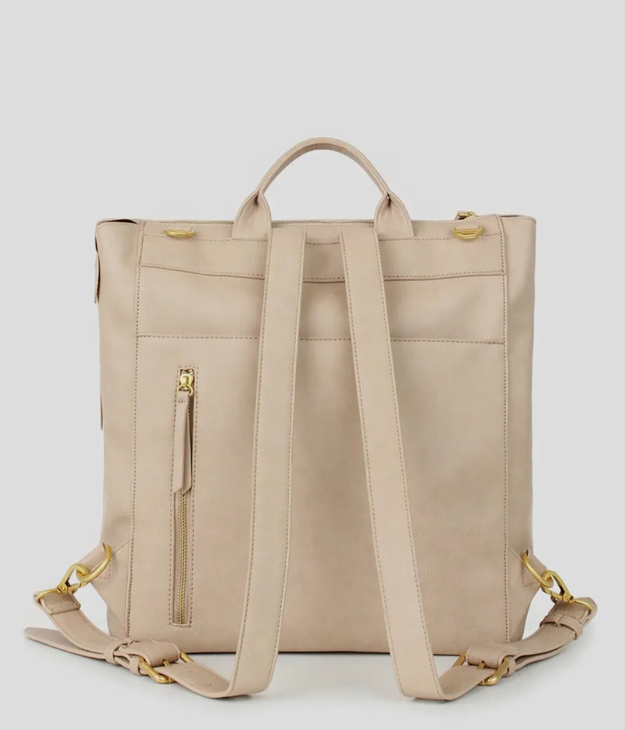 The Square Diaper Bag - Faux Leather Beige