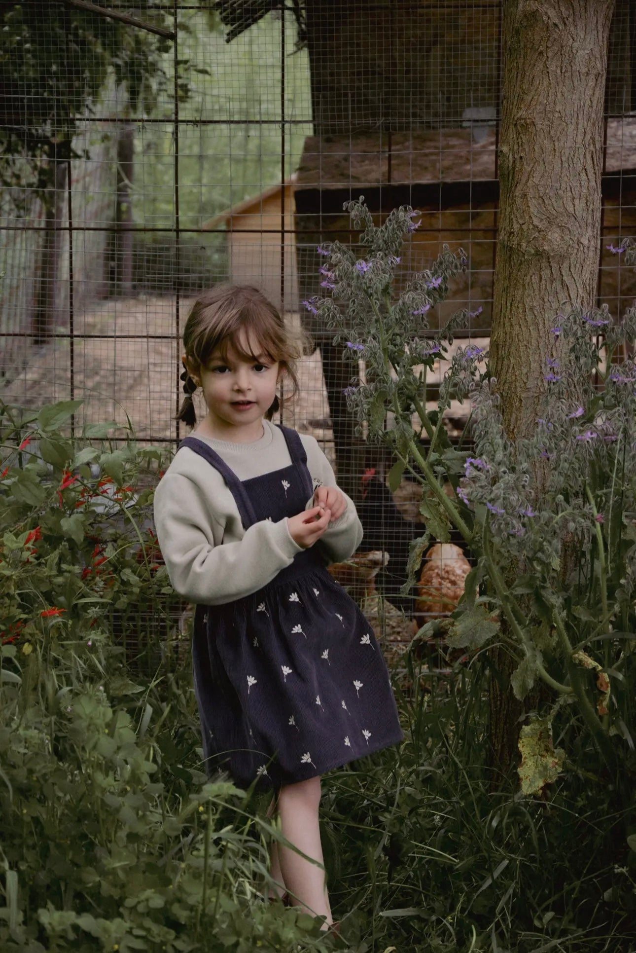 Gaia Corduroy Overall Floral Dress