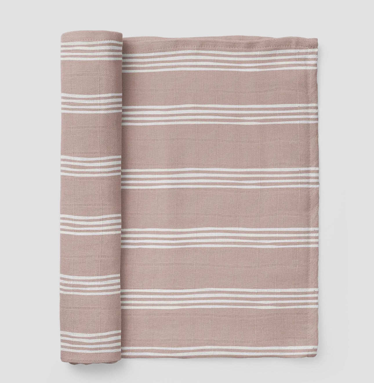Muslin Swaddle Baby Blanket - Stripe Smoke Rose