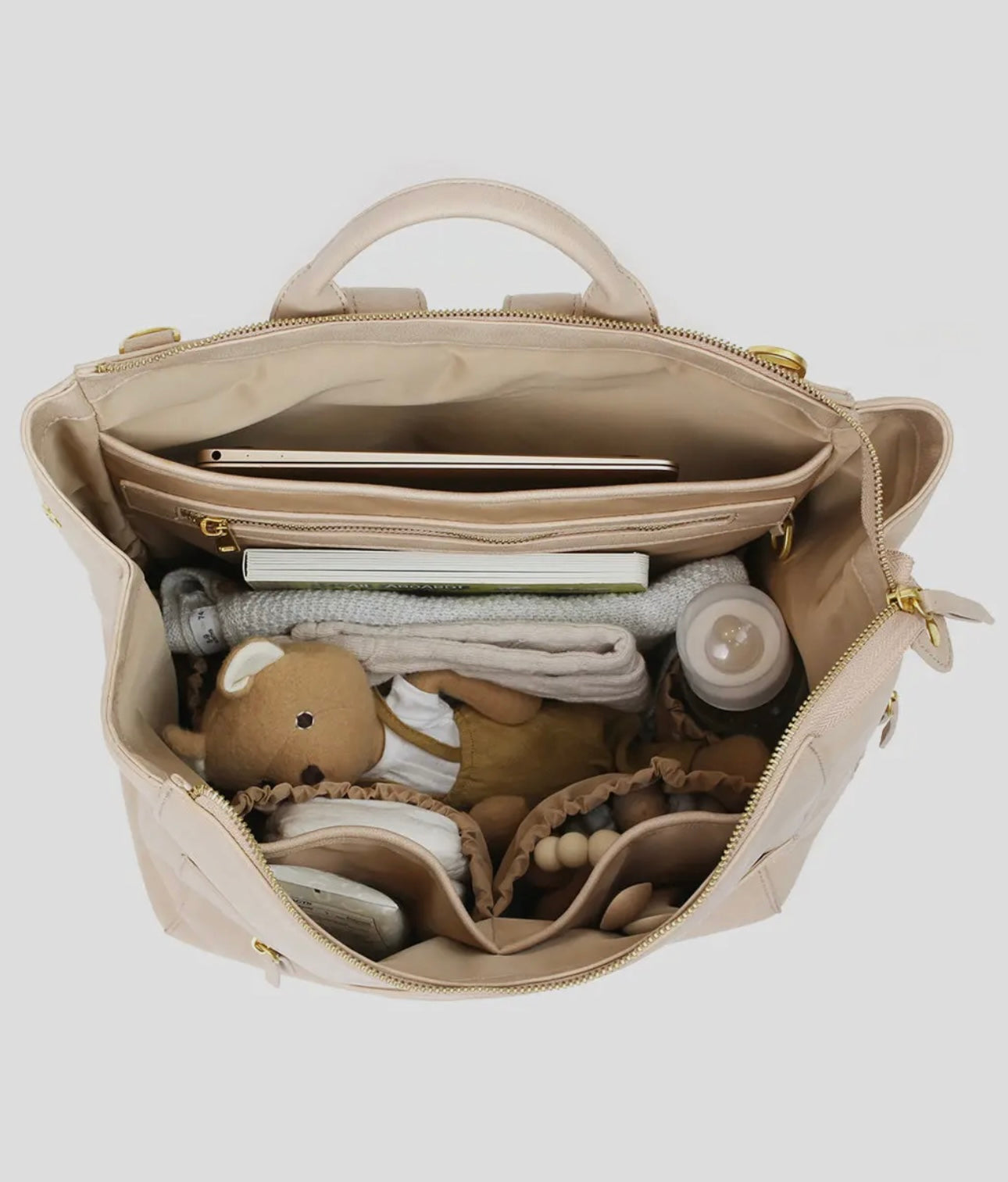 The Square Diaper Bag - Faux Leather Beige