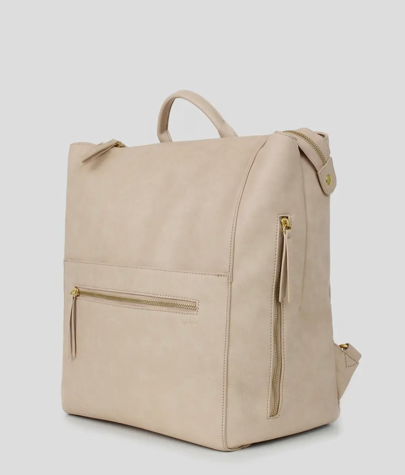 The Square Diaper Bag - Faux Leather Beige