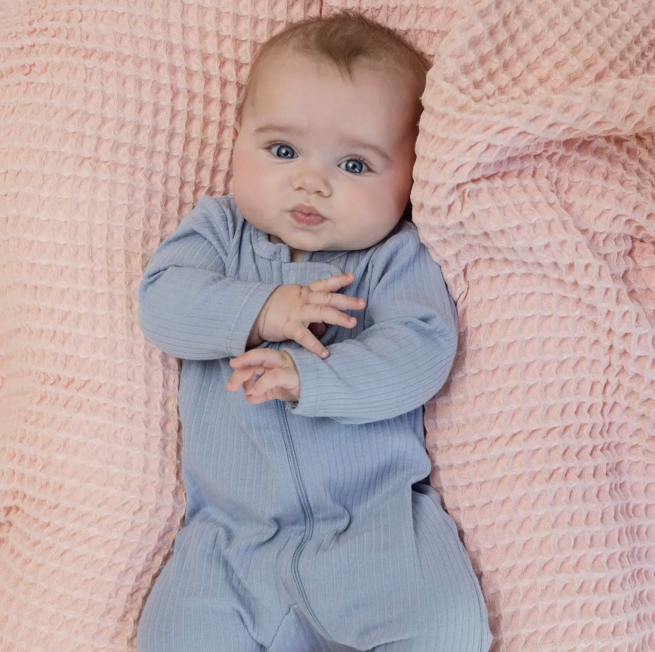 Waffle Baby Blanket Blush