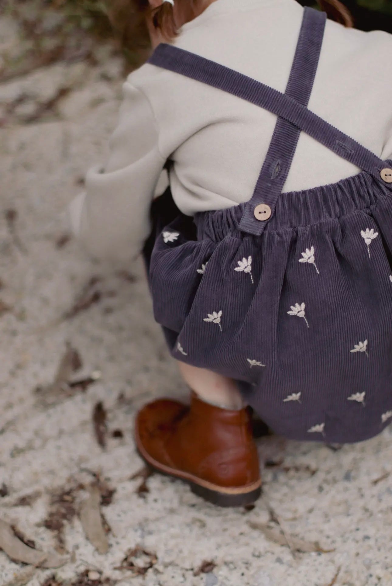 Gaia Corduroy Overall Floral Dress