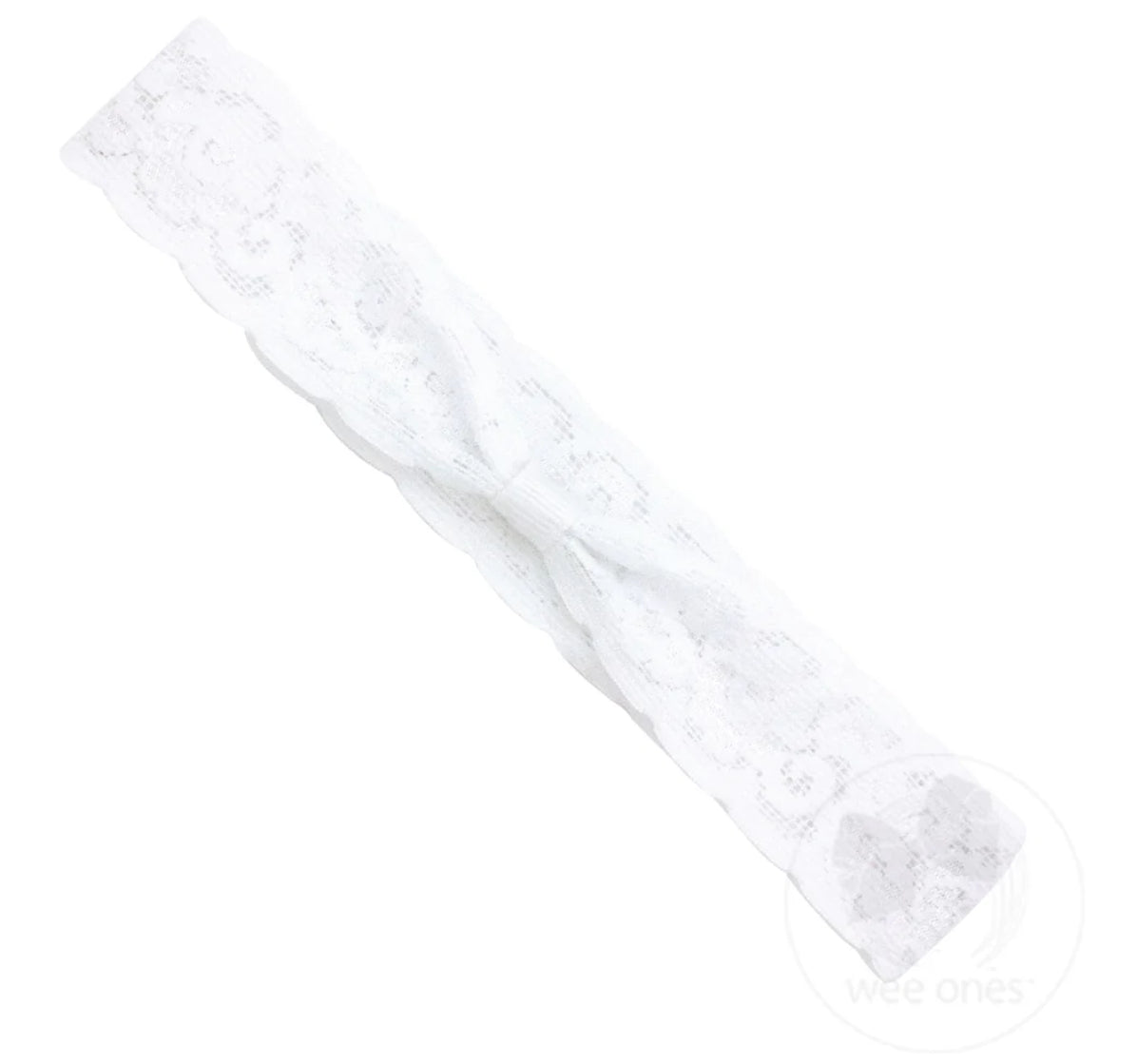 Add-a-Bow Wide Lace Baby Girls Headband - White
