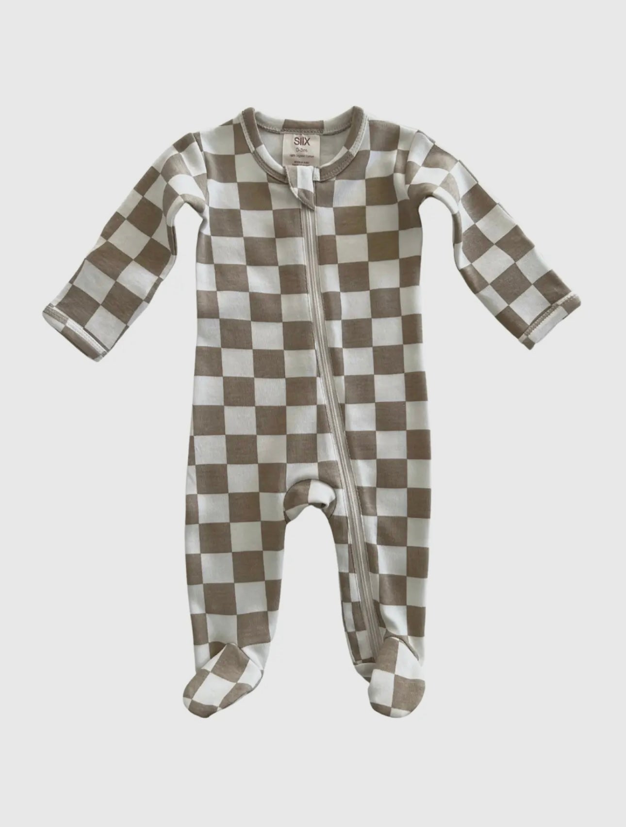 Tiramisu Checkerboard Organic Zip Footie