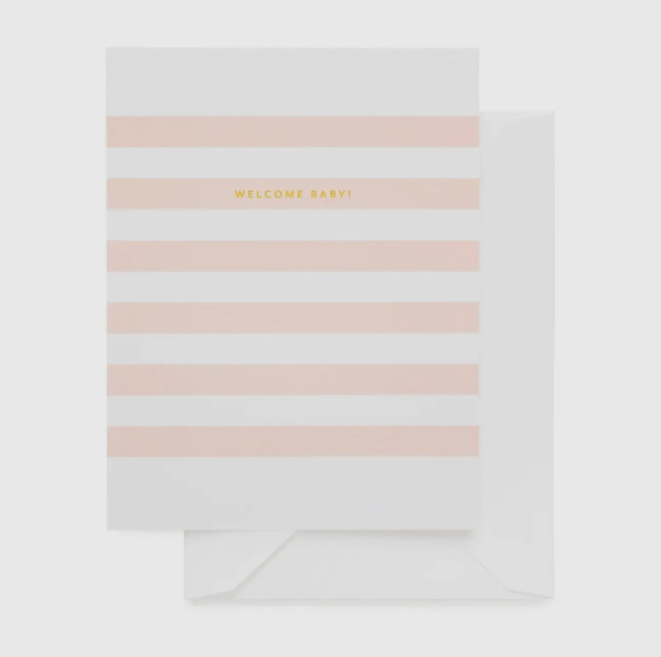 Pink Stripe Welcome Baby Greeting Card