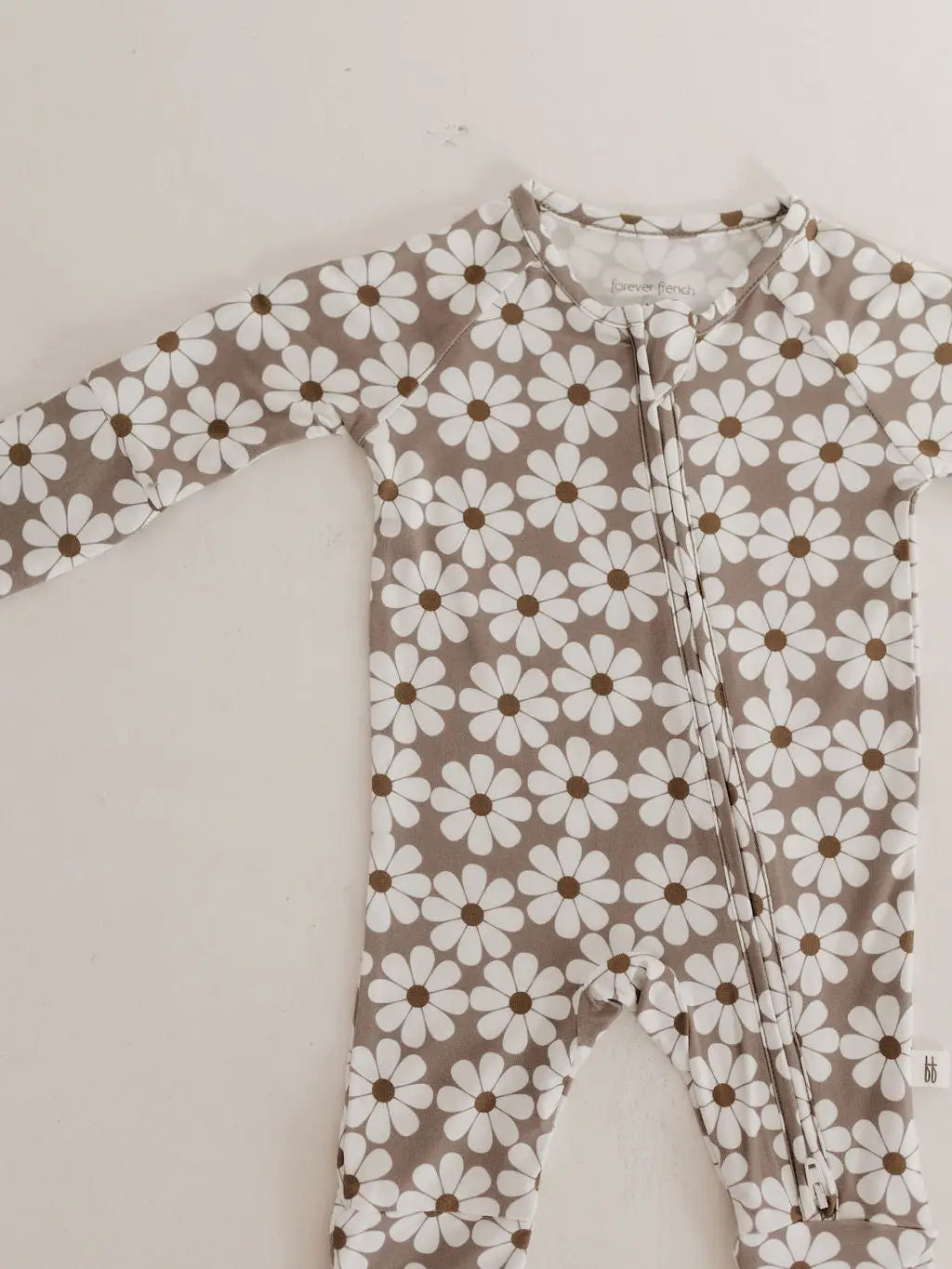 Bamboo Zip Pajamas - Mocha Daisy