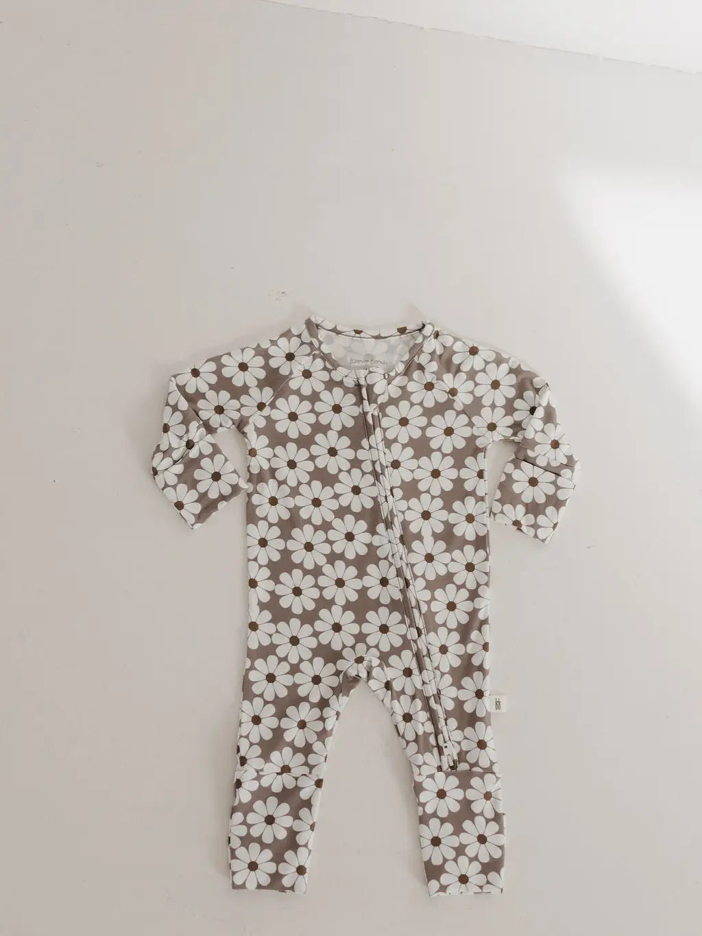 Bamboo Zip Pajamas - Mocha Daisy