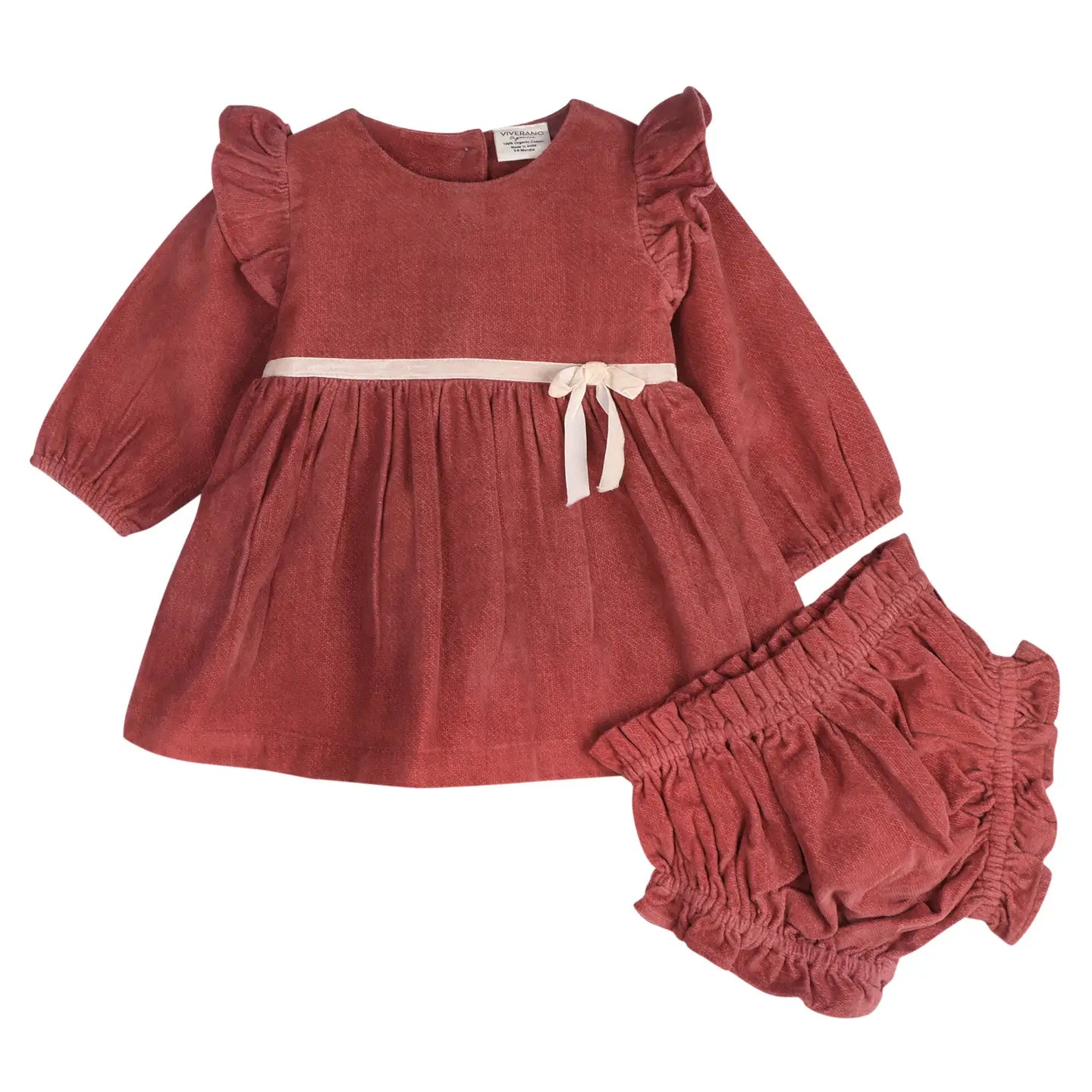 Amber Velvet Baby Dress and Bloomer Set