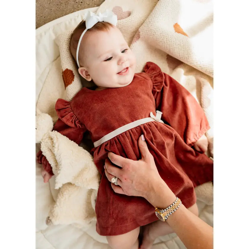Amber Velvet Baby Dress and Bloomer Set