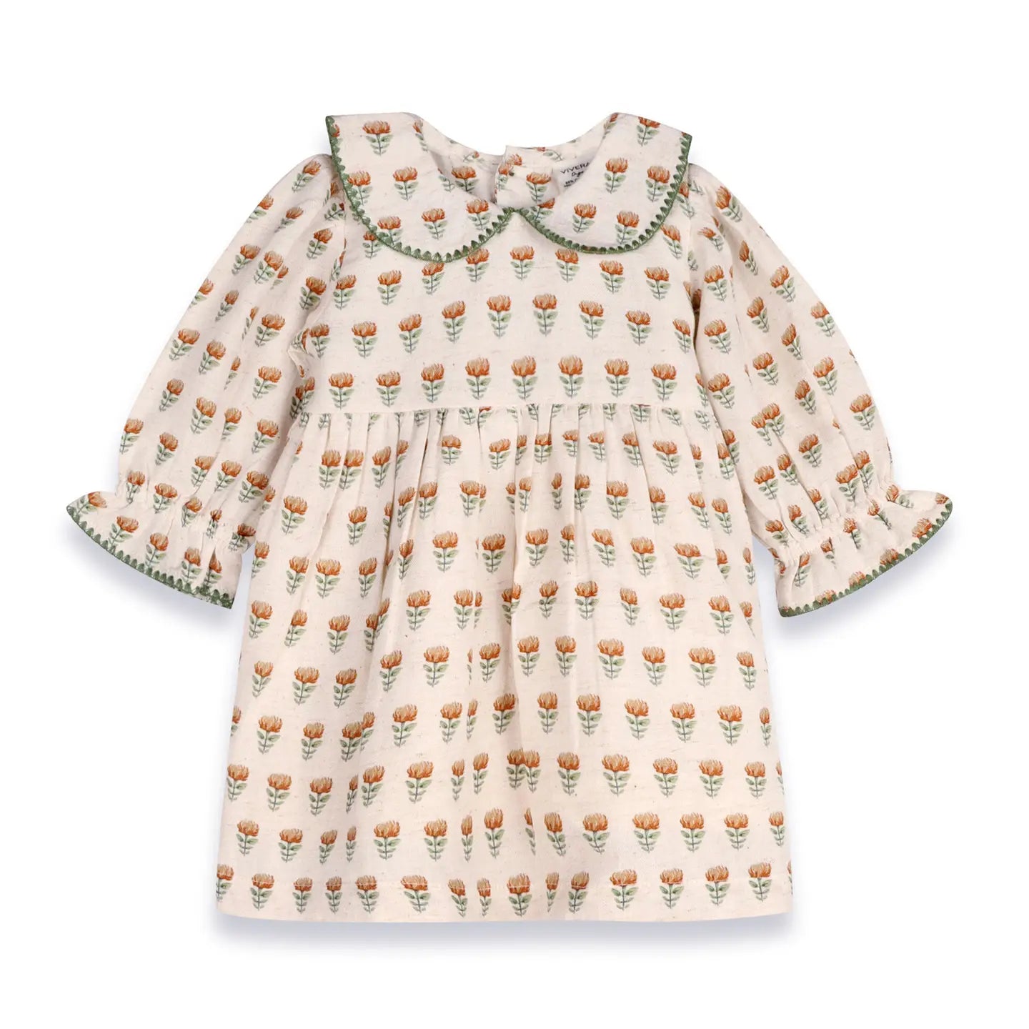 Ina Block Print Floral Baby Dress & Bloomer Set