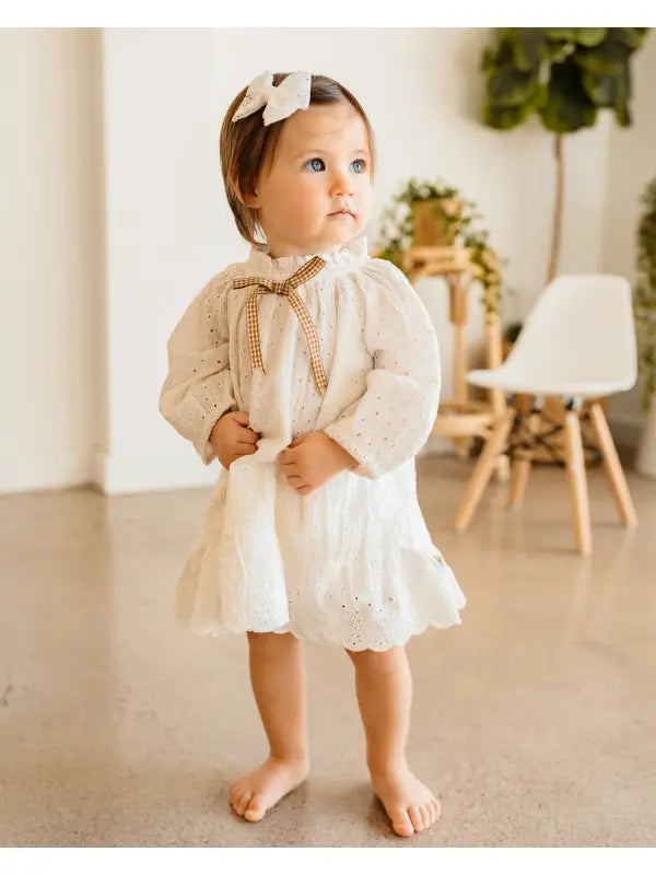 Solene Schiffli Lace Baby Dress & Bloomer