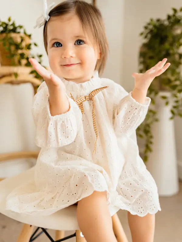 Solene Schiffli Lace Baby Dress & Bloomer