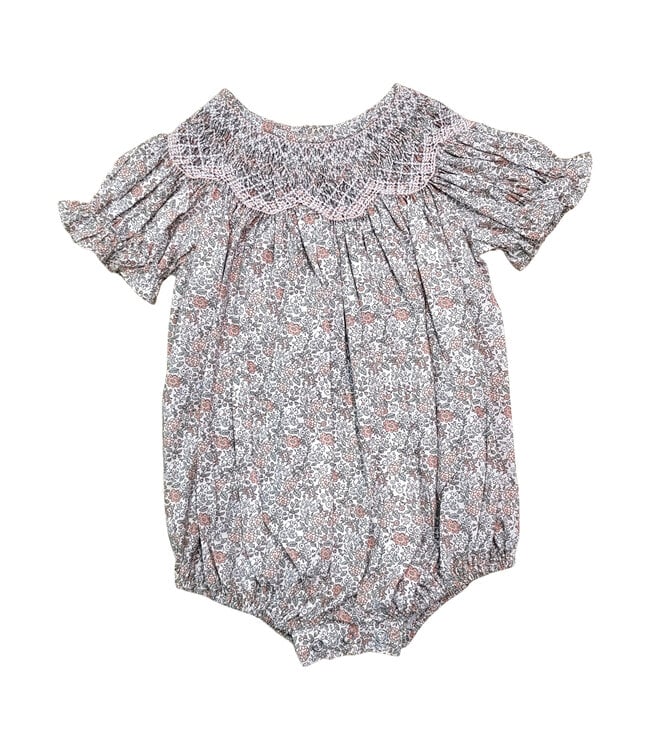 Sabrina Peachy Pink Floral Smocked Bubble