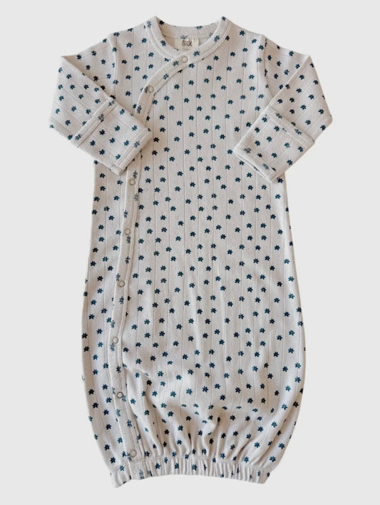 Blue Flower Organic Pointelle Gown