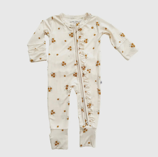 Ruffle Zipper One Piece - Caramel Bloom