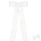 Mini Grosgrain Moonstitch Hair Bowtie with Knot Wrap and Streamer Tails- White