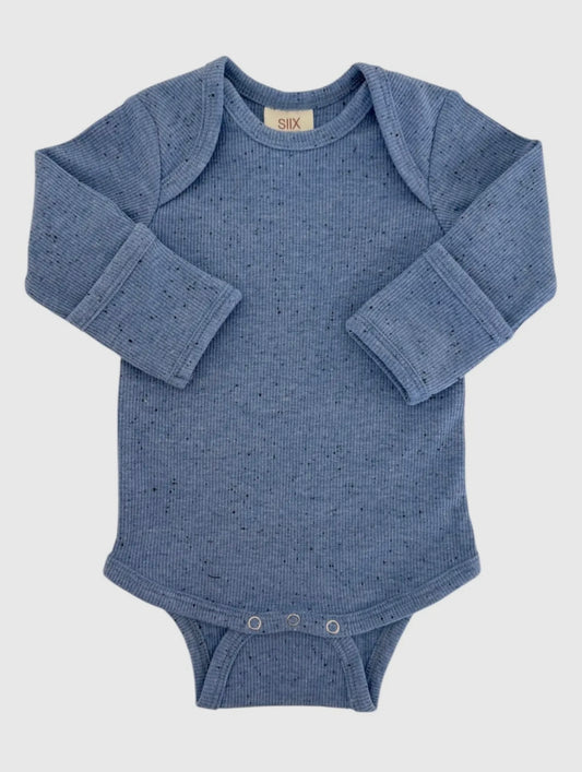 Blue Speckle Long Sleeve Bodysuit