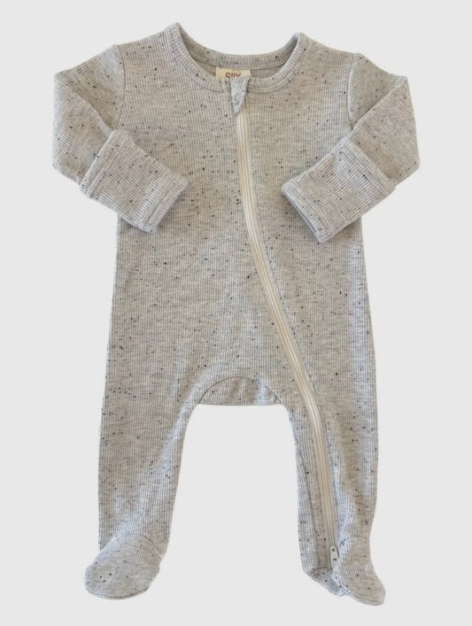 Heather Speckle 2 Way Zip Footie