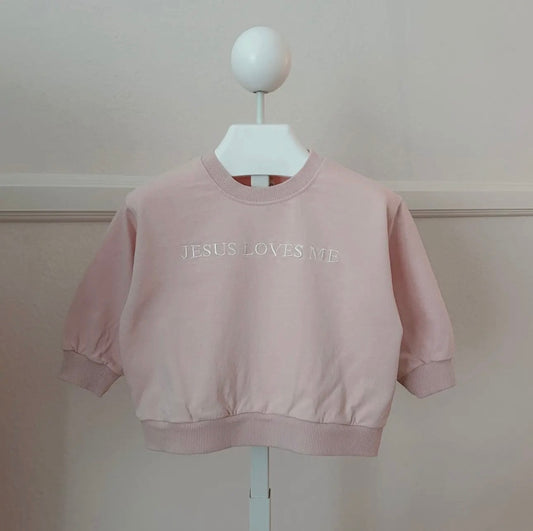 Jesus Loves Me Sweatshirt - Pink