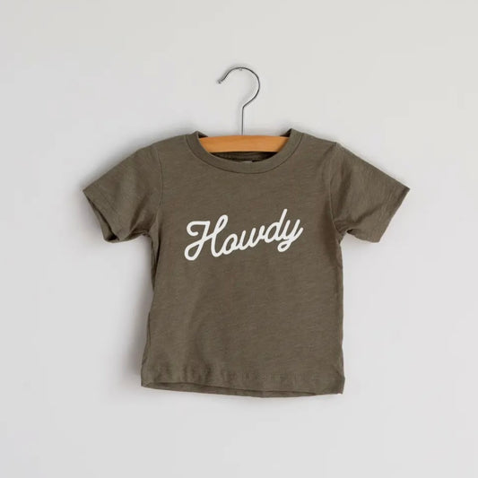 Howdy Script Olive Tee
