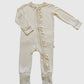 Cream Bamboo Ruffle Zipper Baby Jumpsuit