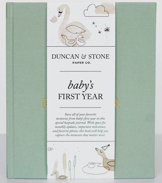 Baby’s First Year Memory Book & Photo Album - Sage Green