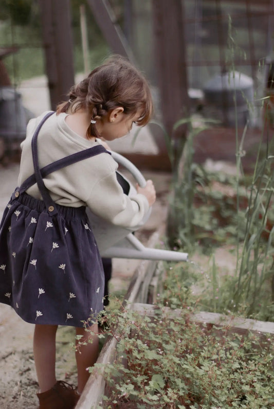 Gaia Corduroy Overall Floral Dress