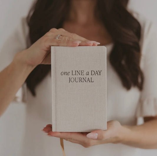Tan One Line A Day Fabric Journal
