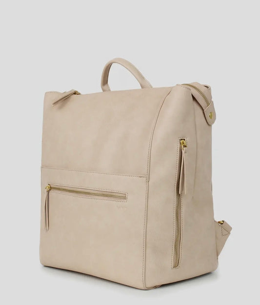 The Square Diaper Bag - Faux Leather Beige