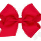 King Grosgrain Hair Bow with Matching Moonstitch Edge- Red