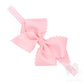 Extra Small Scalloped Edge Grosgrain Hair Bow on Matching Elastic Band- Light Pink