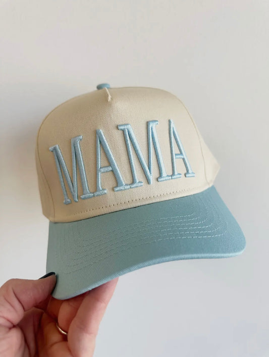 Mama Embroidered Trucker Hat - Blue