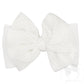 Ribbed Knit Loop Bow on Wide Matching Band- White