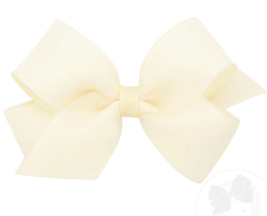 Medium Organza and Grosgrain Overlay Hair Bow-Off White
