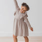Ribbed Flutter Dress - Mushroom