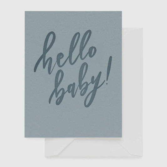 Blue Hello Baby Greeting Card