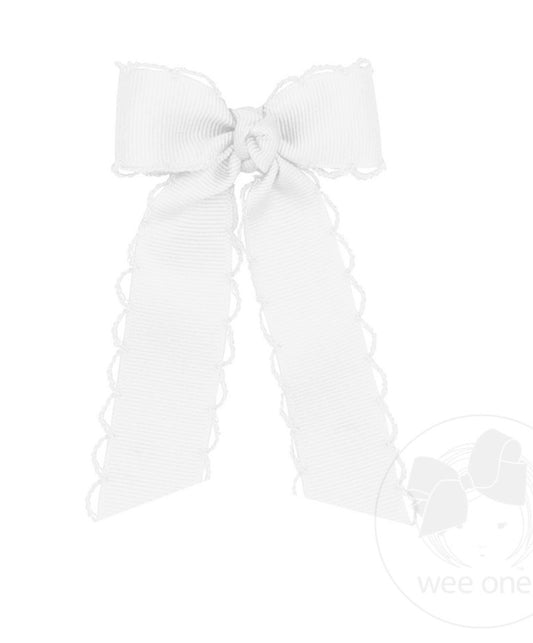 Tiny Grosgrain Bowtie with Matching Moonstitch Edge