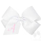 King Monogrammed Grosgrain Girls Hair Bow - White with Light Pink Initial- A