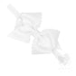 Extra Small Scalloped Edge Grosgrain Hair Bow on Matching Elastic Band- White