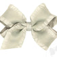 Medium Ruffle Edge Satin with Grosgrain Underlay Hair Bow- Shell Gray