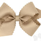Medium Grosgrain Hair Bow with Scalloped Edge- Oatmeal