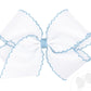 King Moonstitch Grosgrain Hair Bow with Contrasting Wrap- White With Blue
