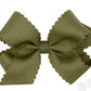 Medium Grosgrain Hair Bow with Scalloped Edge- Sage