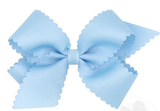 Medium Grosgrain Hair Bow with Scalloped Edge- Millennium Blue