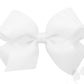 Medium Organza and Grosgrain Overlay Hair Bow- White
