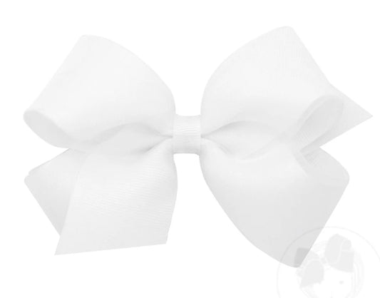 Medium Organza and Grosgrain Overlay Hair Bow- White