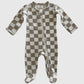 Tiramisu Checkerboard Organic Zip Footie