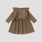 Ribbed Flutter Dress - Cappuccino