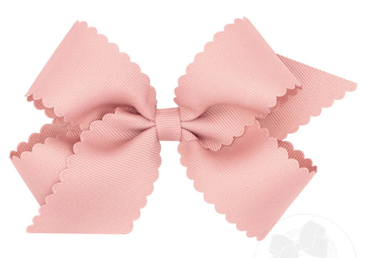 Medium Grosgrain Hair Bow with Scalloped Edge- Sweet Nectar